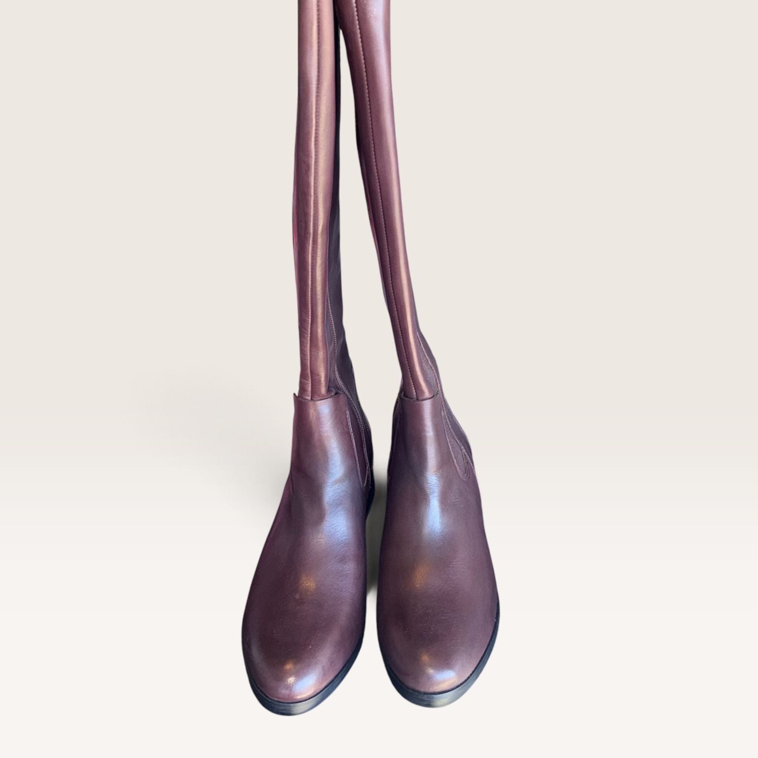 New in Box H by Halston Naomi Burgundy Leather Knee High Boots Size 8M 7