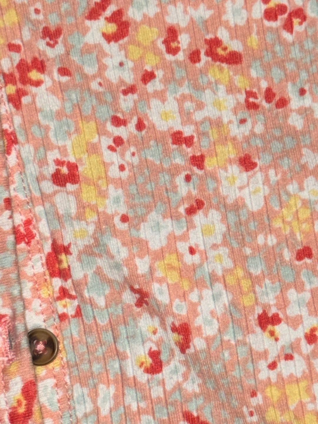 SO Floral Ribbed Cardigan Size XL (14/16) Pink Yellow 2