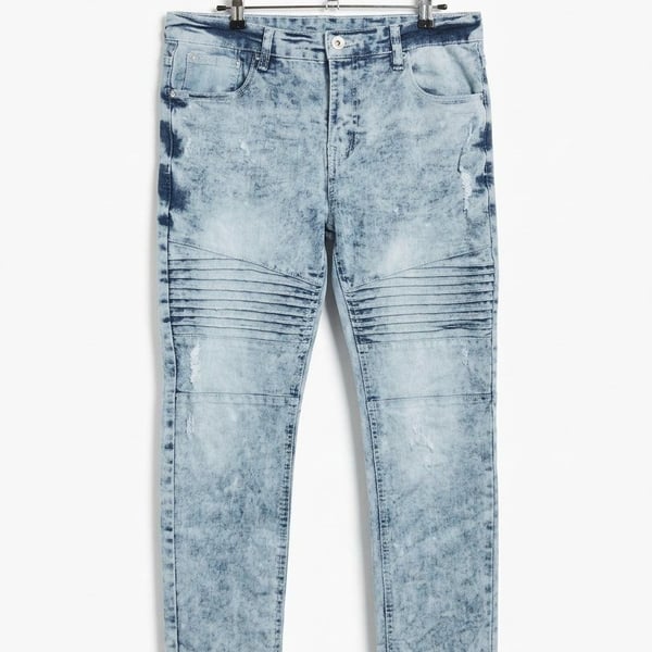 SD Essentials Skinny Acid Wash Moto Jeans 36x30