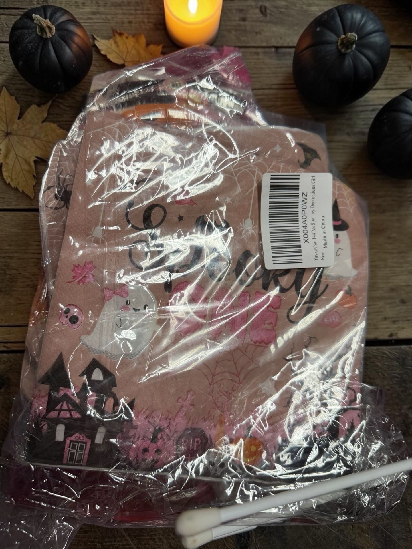 Spooky One 144 Pcs Pink Halloween 1st Birthday Party Tableware Set 4