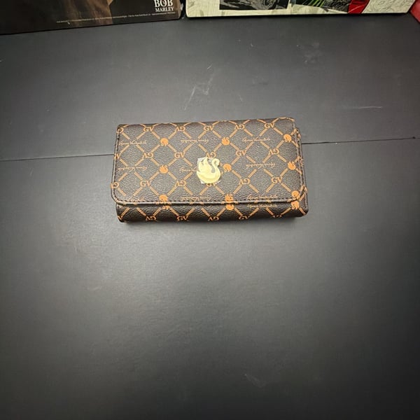 Gloria Vanderbilt Monogram Trifold Wallet Brown