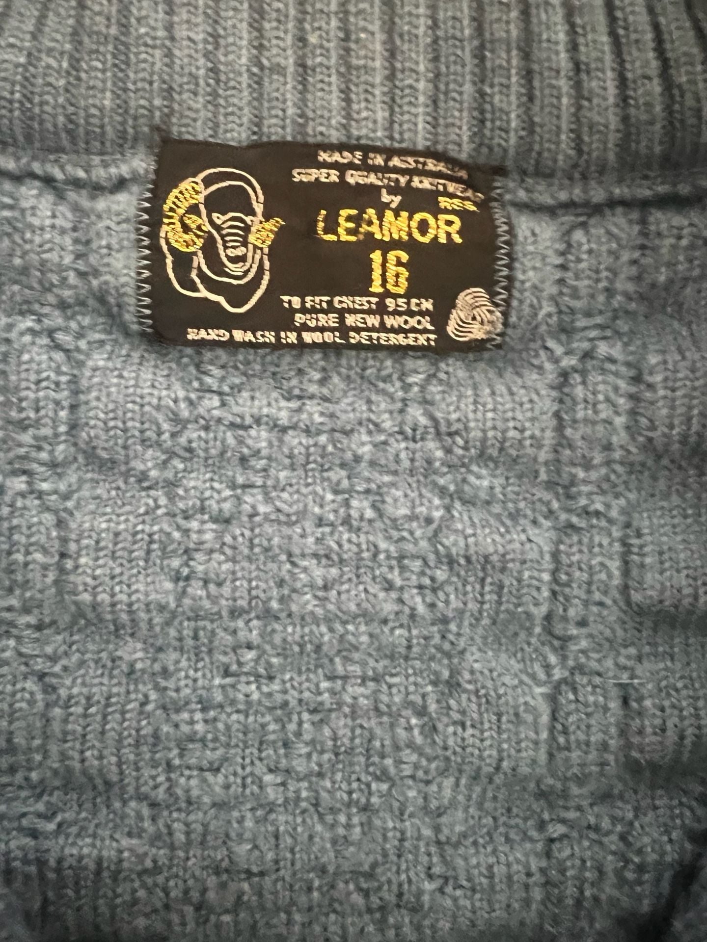 Leamor Cable Knit Zip Up Sweater Size 16 Blue Wool 3