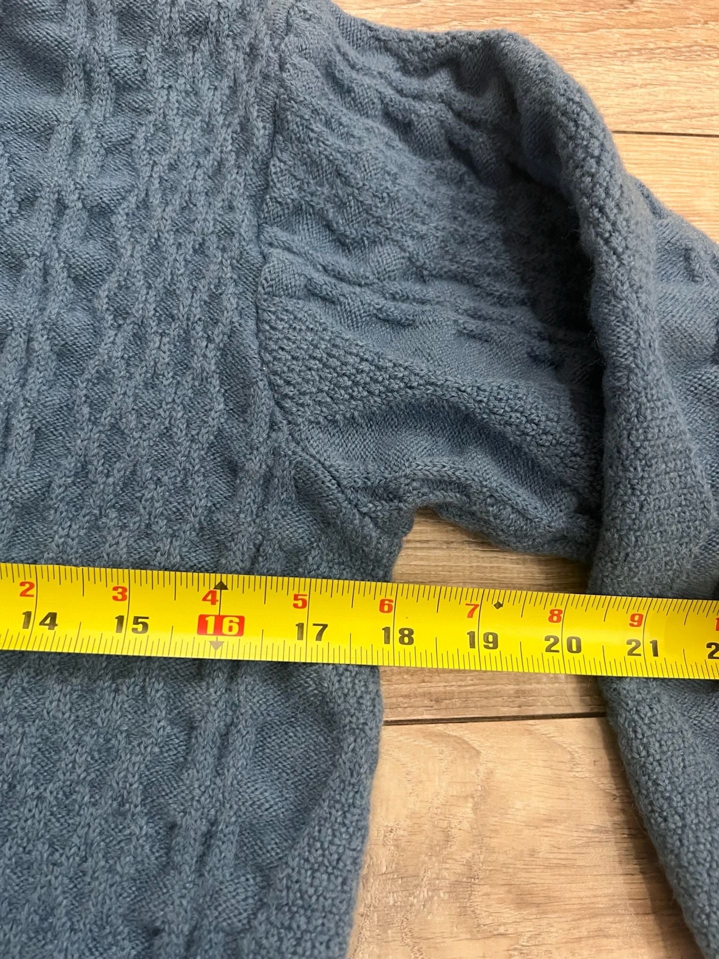 Leamor Cable Knit Zip Up Sweater Size 16 Blue Wool 6