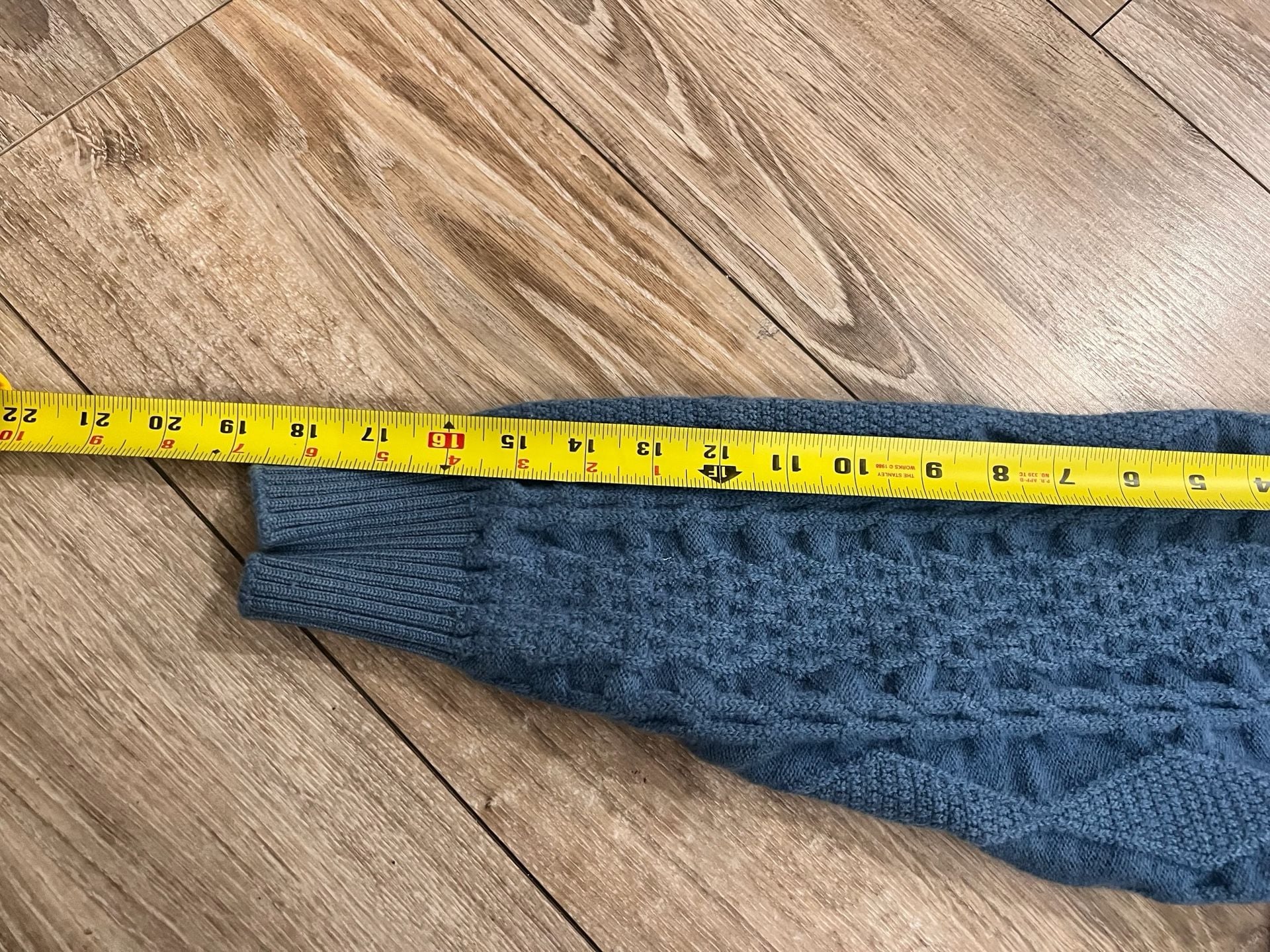 Leamor Cable Knit Zip Up Sweater Size 16 Blue Wool 7