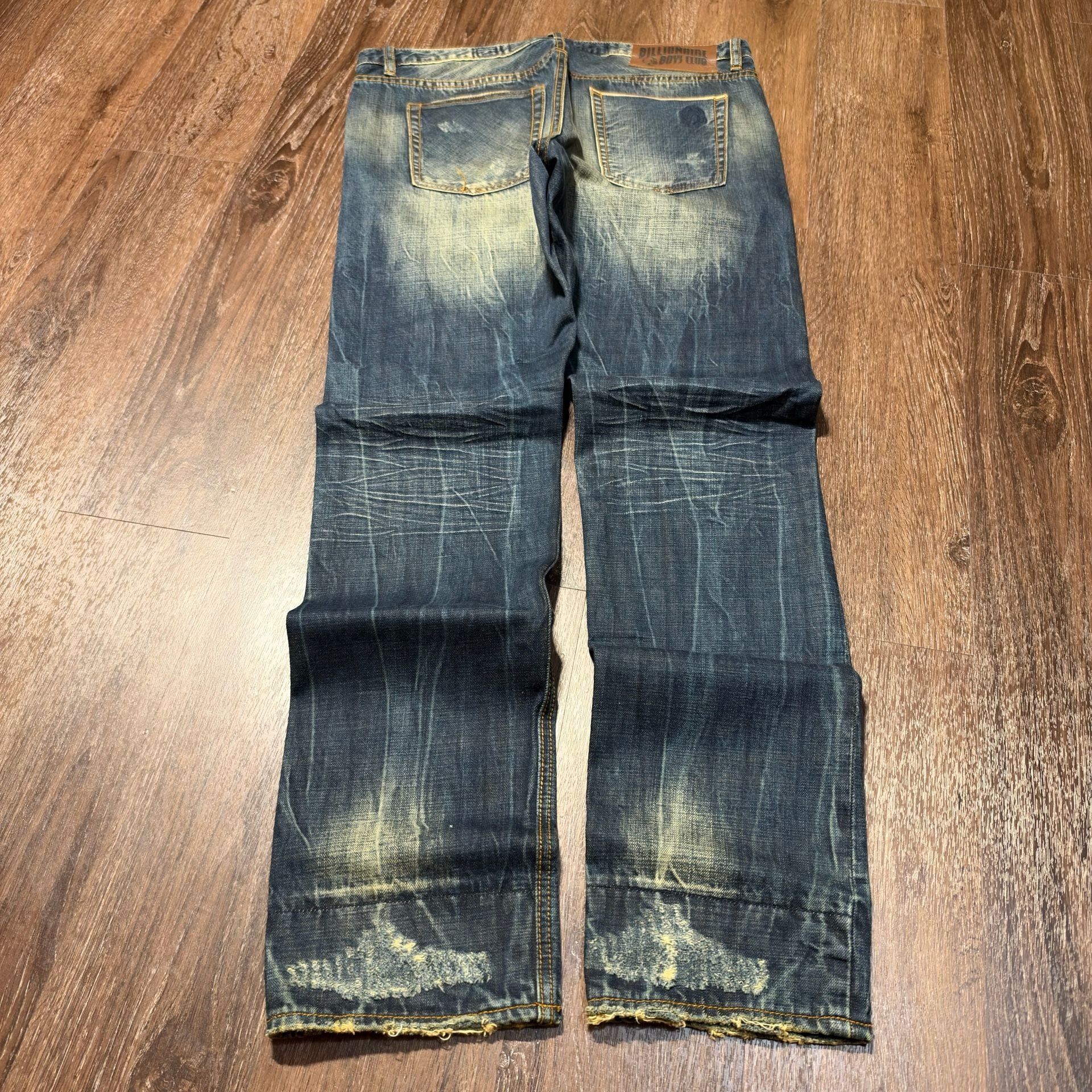 Billionaire Boys Club Distressed Dark Wash Denim Jeans Size 34x33 Designer Y2K 4
