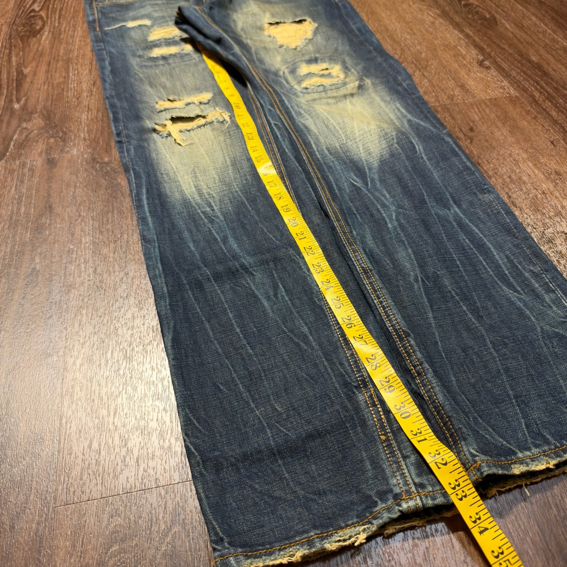 Billionaire Boys Club Distressed Dark Wash Denim Jeans Size 34x33 Designer Y2K 6