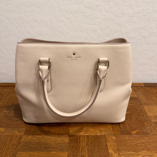 Kate Spade New York Pebbled Leather Satchel Handbag Cream