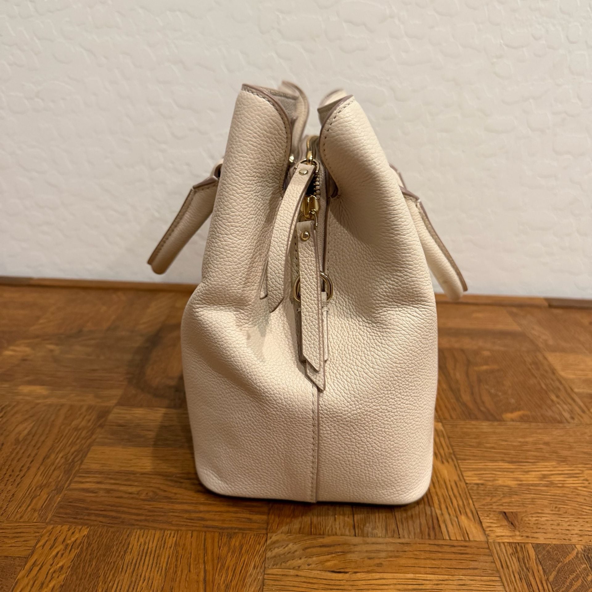 Kate Spade New York Pebbled Leather Satchel Handbag Cream 3