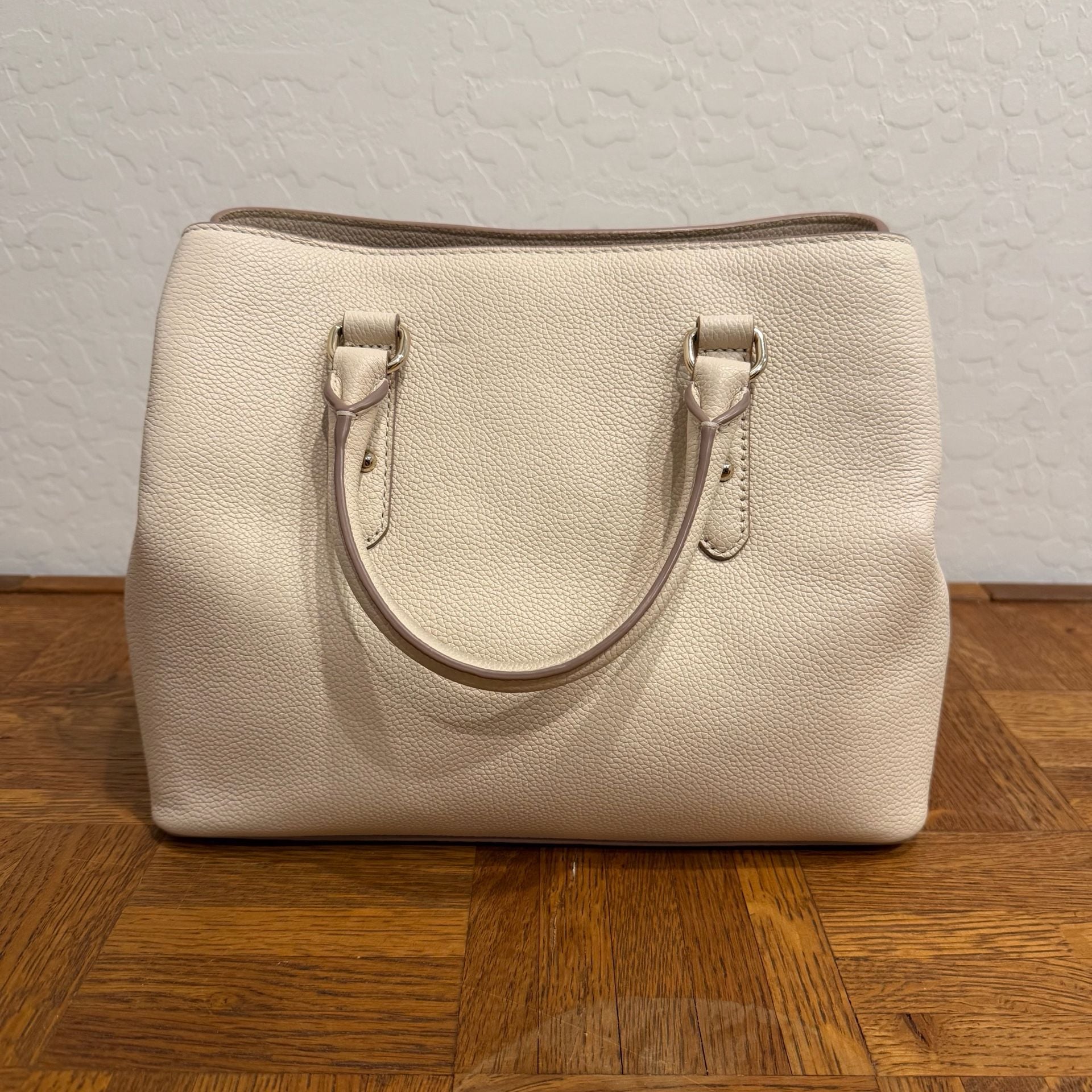 Kate Spade New York Pebbled Leather Satchel Handbag Cream 4