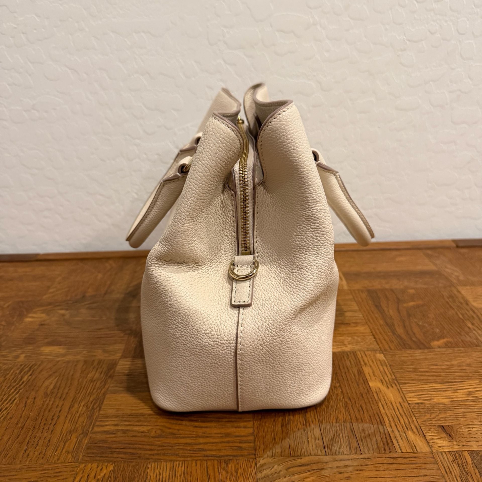 Kate Spade New York Pebbled Leather Satchel Handbag Cream 5