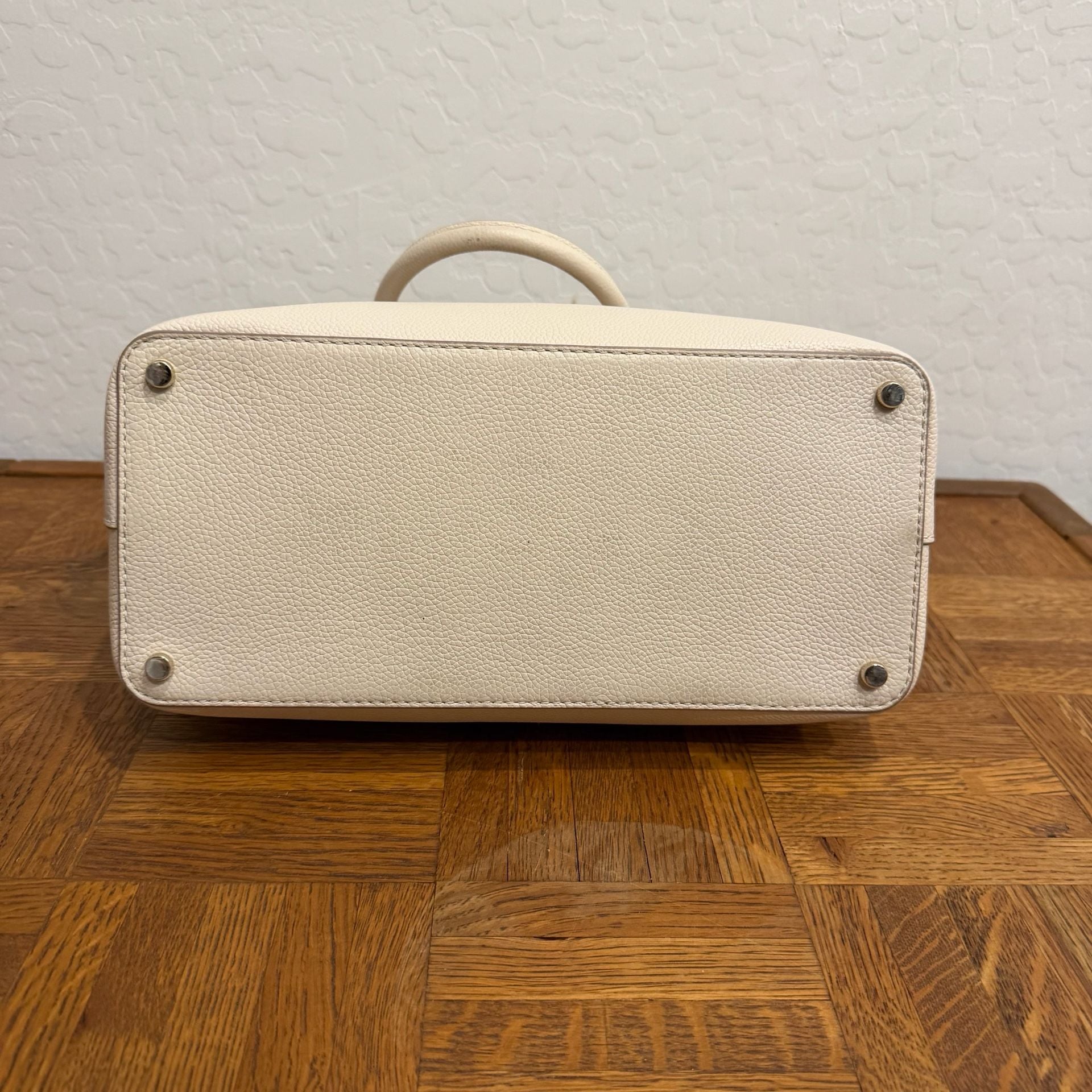 Kate Spade New York Pebbled Leather Satchel Handbag Cream 6