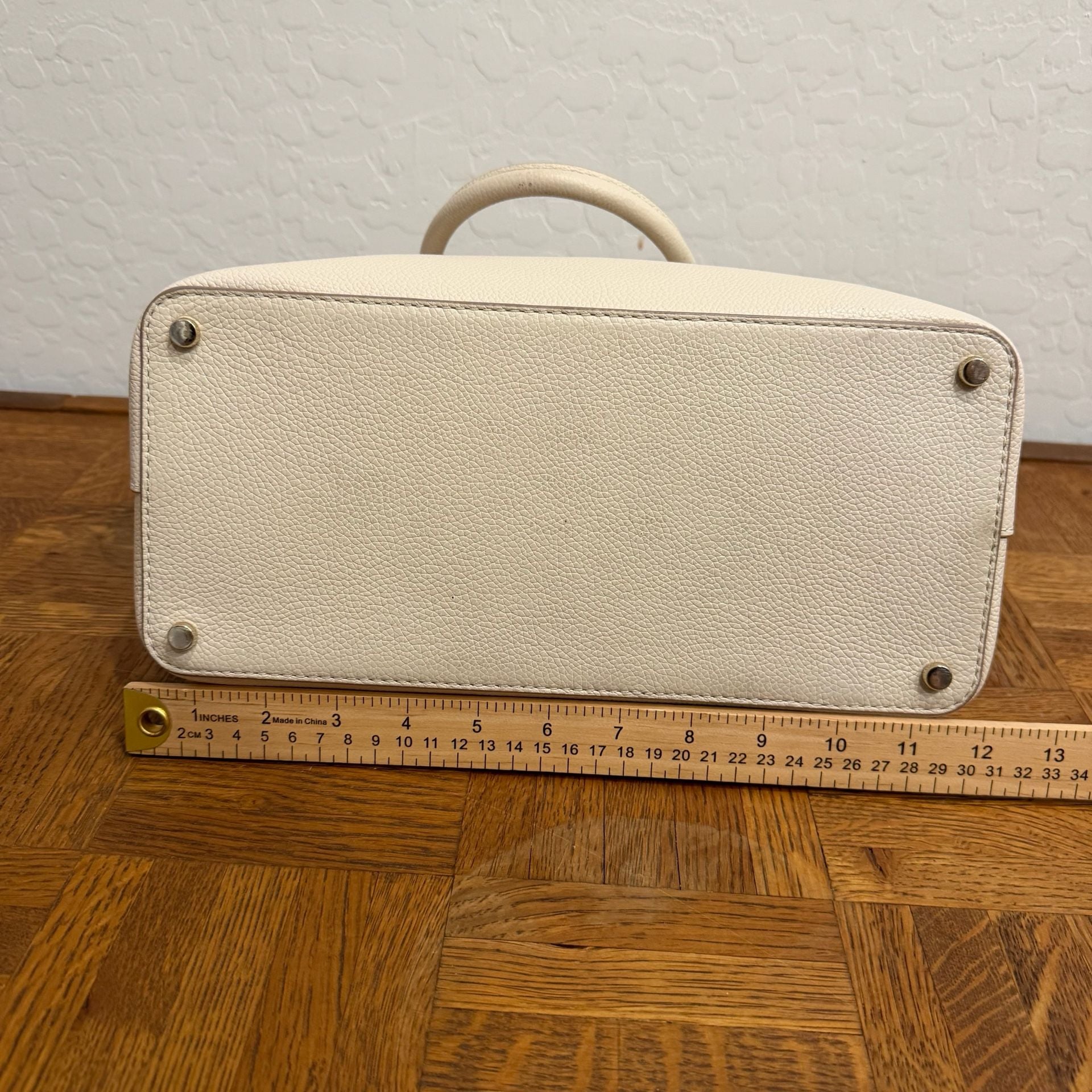 Kate Spade New York Pebbled Leather Satchel Handbag Cream 7