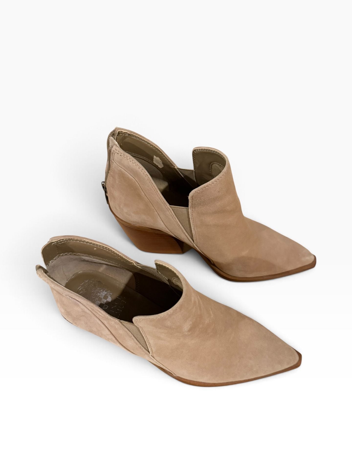 Vince Camuto Suede Pointed Toe Booties Size 8.5 Beige 4