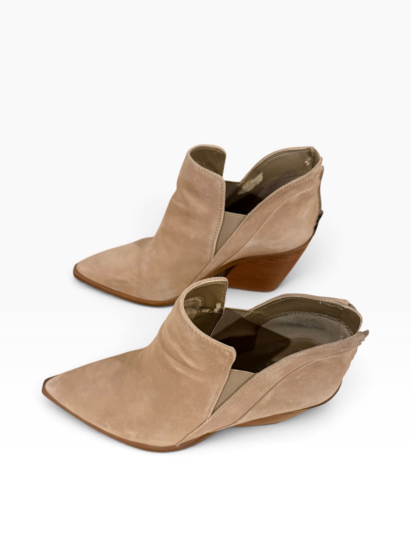 Vince Camuto Suede Pointed Toe Booties Size 8.5 Beige 5