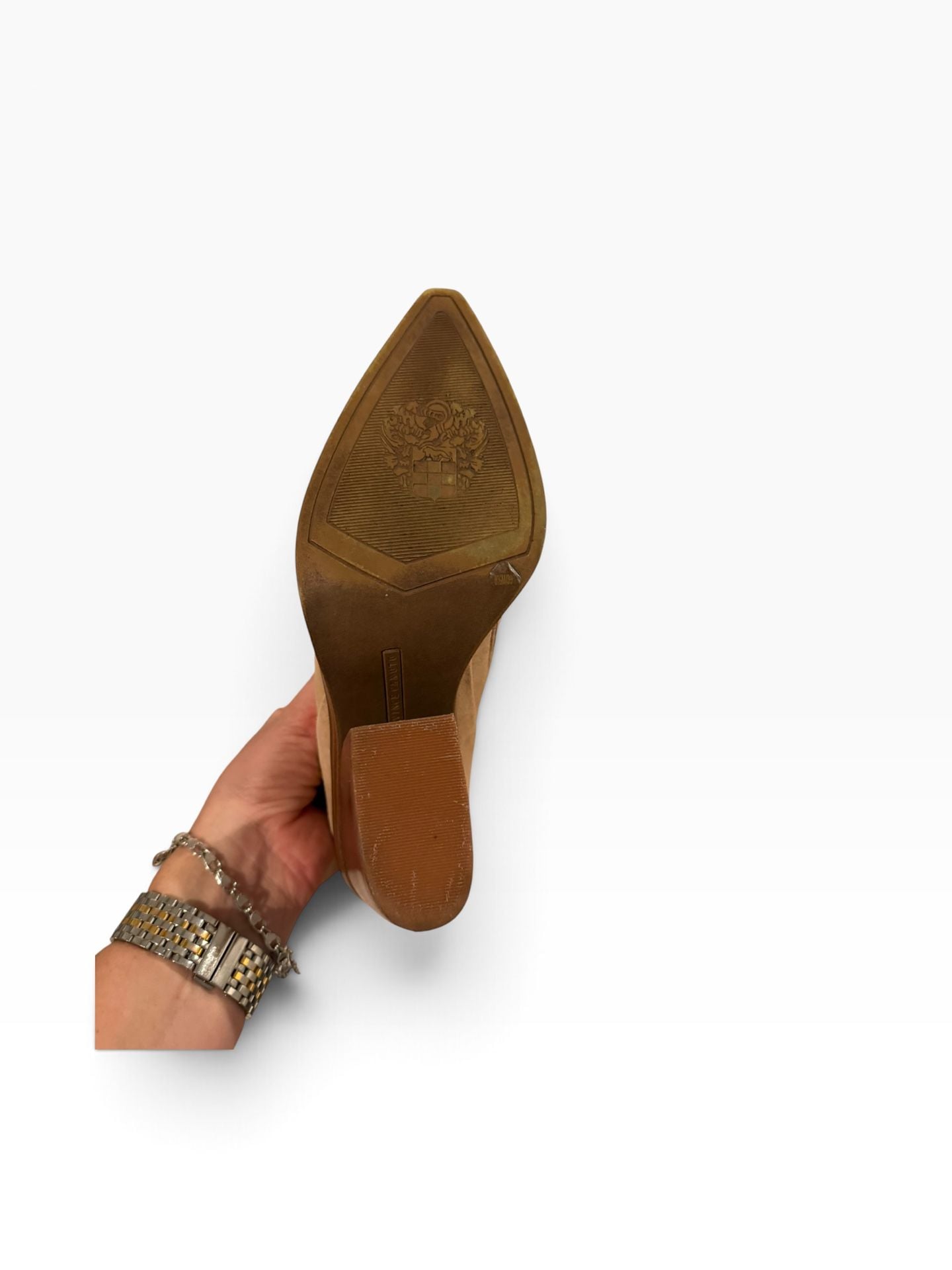 Vince Camuto Suede Pointed Toe Booties Size 8.5 Beige 8