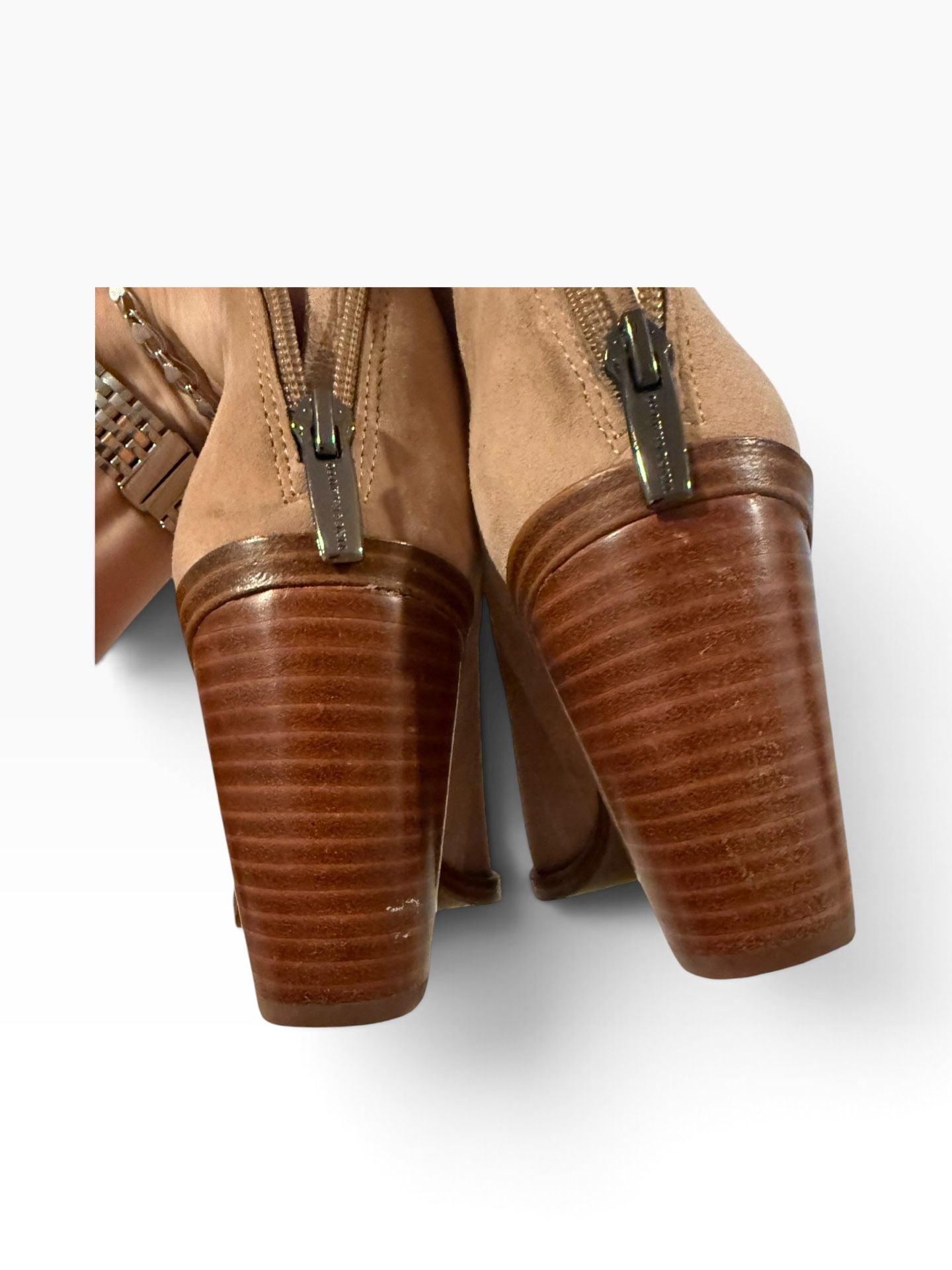 Vince Camuto Suede Pointed Toe Booties Size 8.5 Beige 10