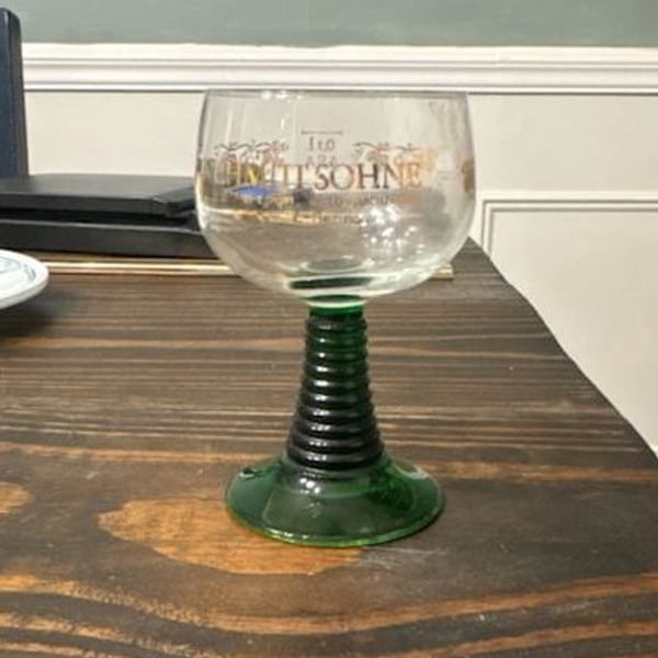 Schmitt Sohne Glass Made in W. Germany Twisted Green Beehive Stem