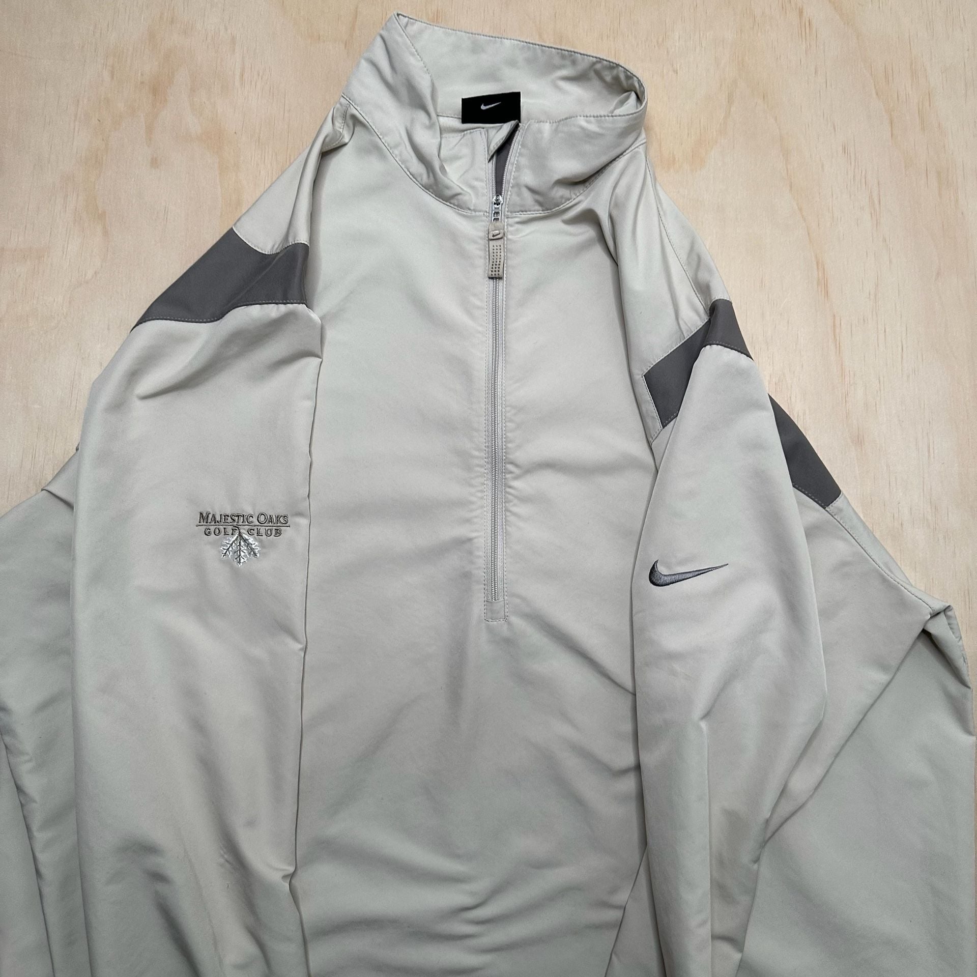 Nike Golf Majestic Oaks Golf Club Quarter-Zip Pullover Jacket Size L Gray White 8