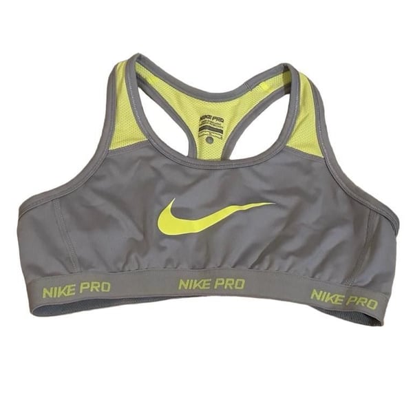 Nike Pro Shape High Support Sports Bra Size L Gray Volt