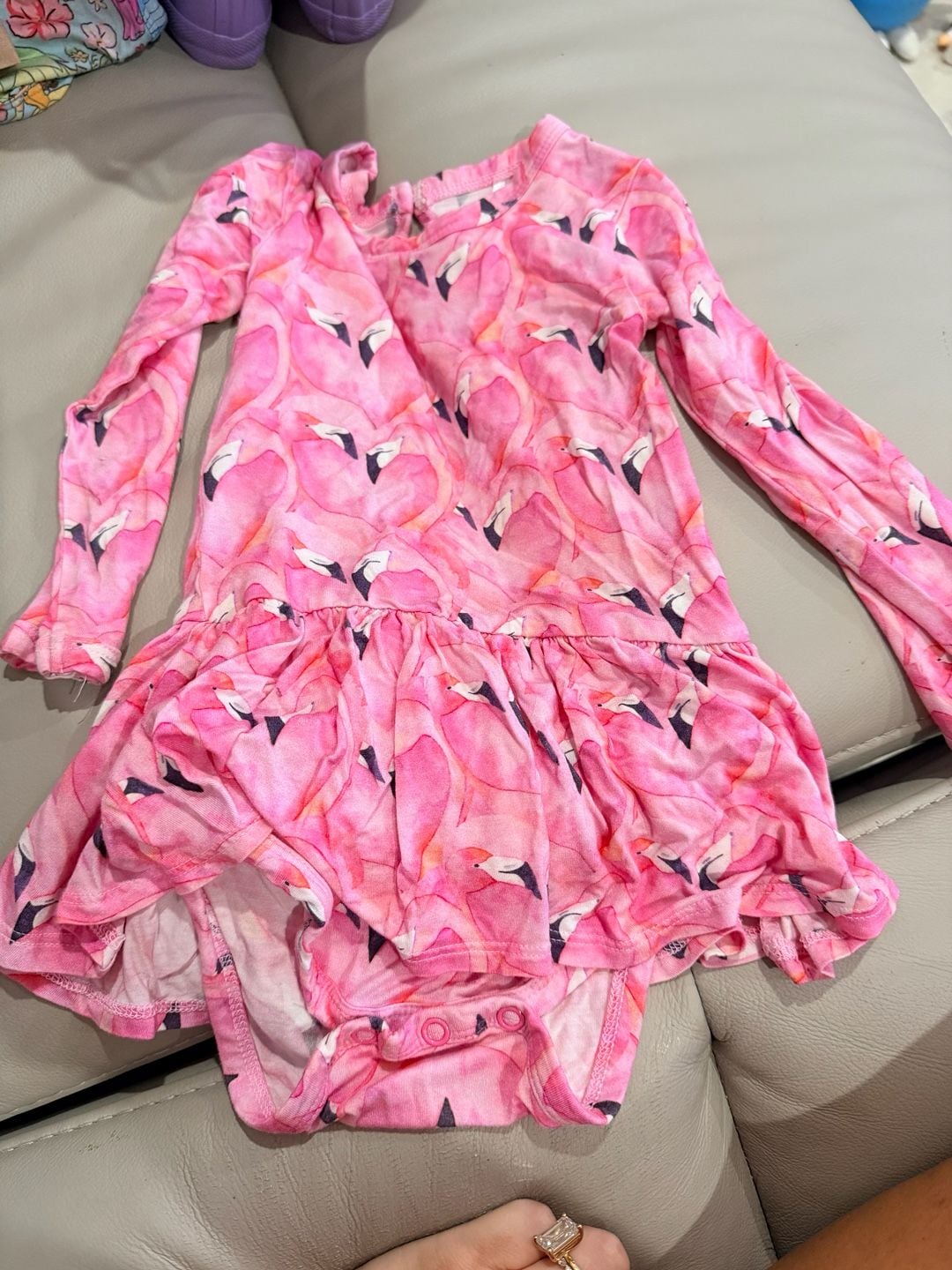 Little Bum Bums Flamingo Bodysuit Dress 18-24 Months Pink Long Sleeve 2