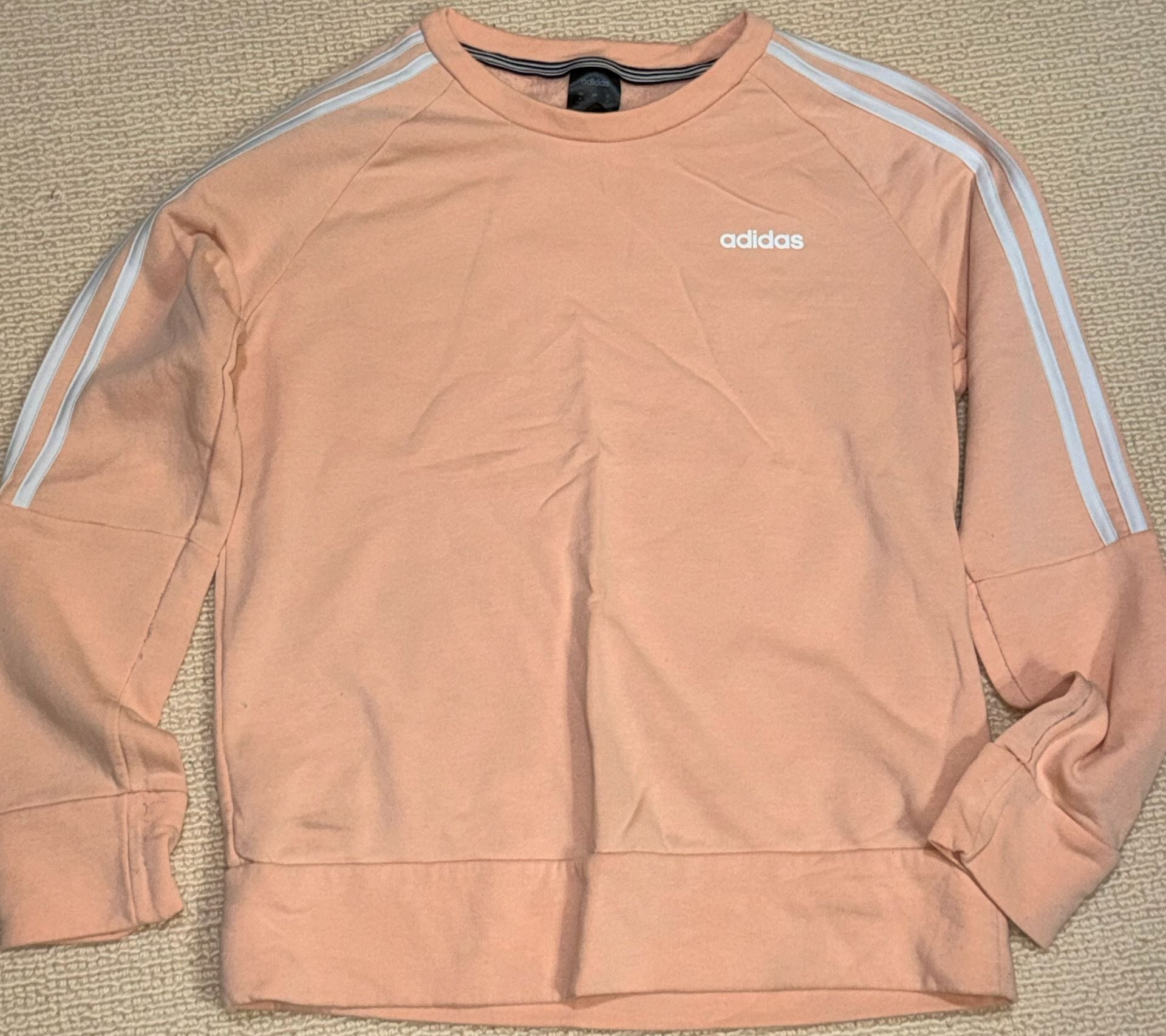 Adidas Sweatshirt Size M Peach Striped Crewneck 2