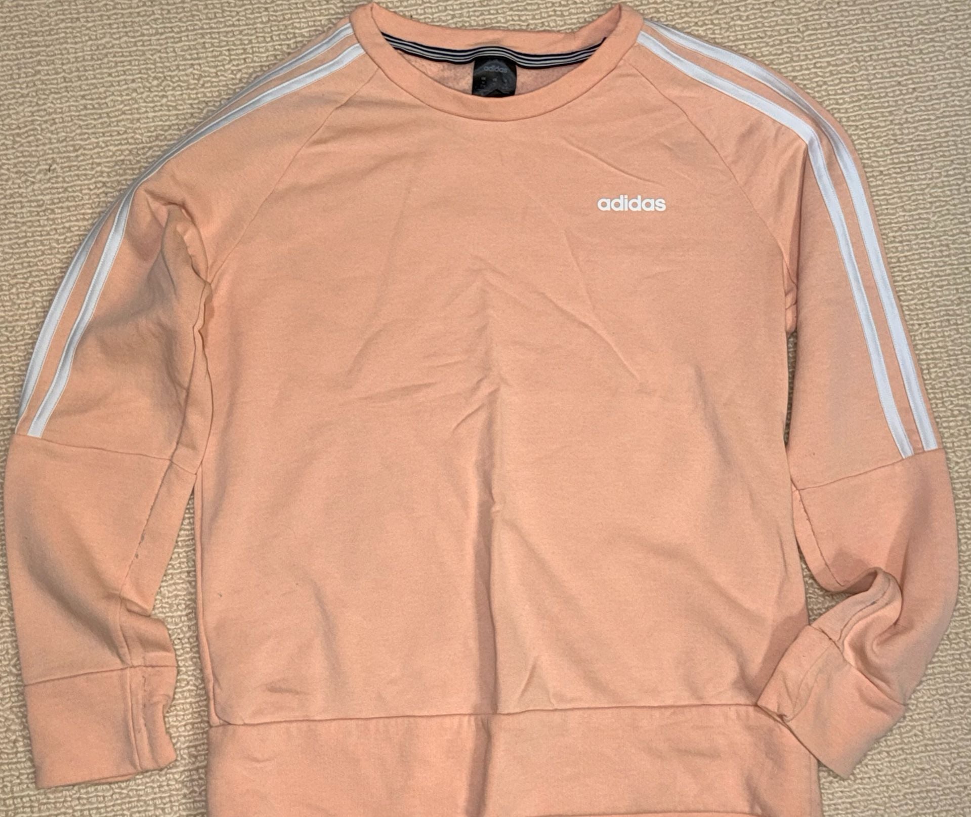 Adidas Sweatshirt Size M Peach Striped Crewneck 3