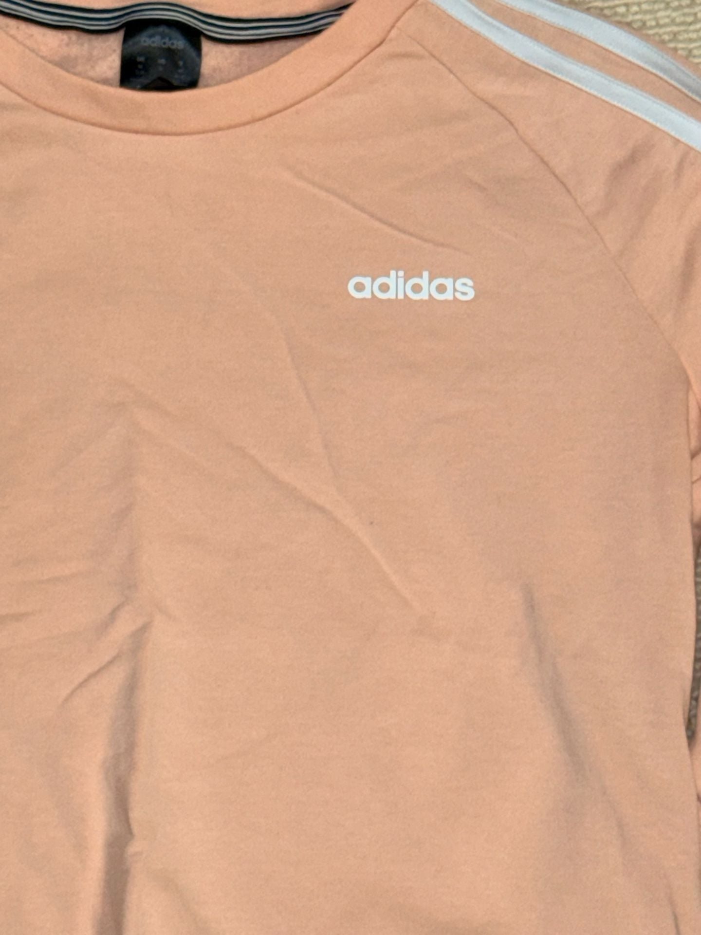Adidas Sweatshirt Size M Peach Striped Crewneck 4