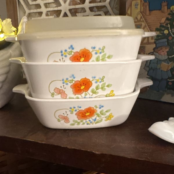 Corning Ware Wildflower Casserole Dish Set of 3