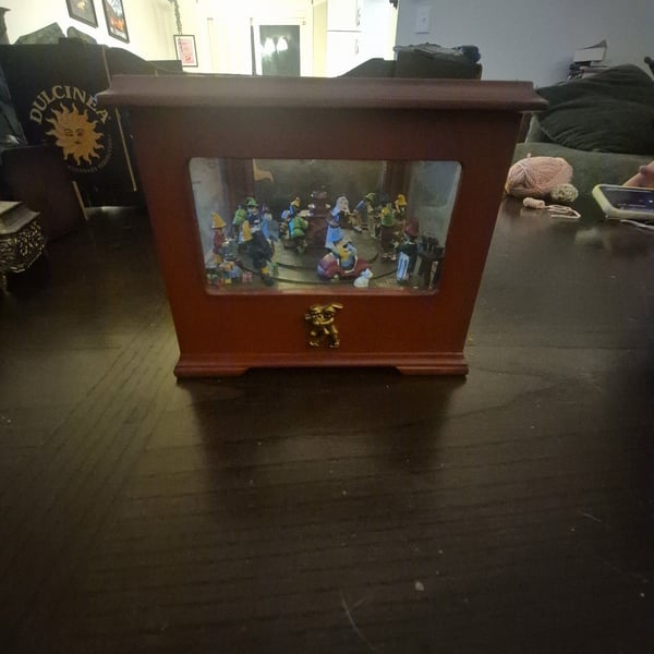 Mr. Christmas Animated Village Square Music Box Glass Wooden