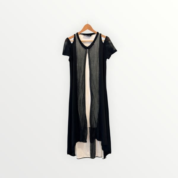Ozai N Ku Black And White Mesh Dress