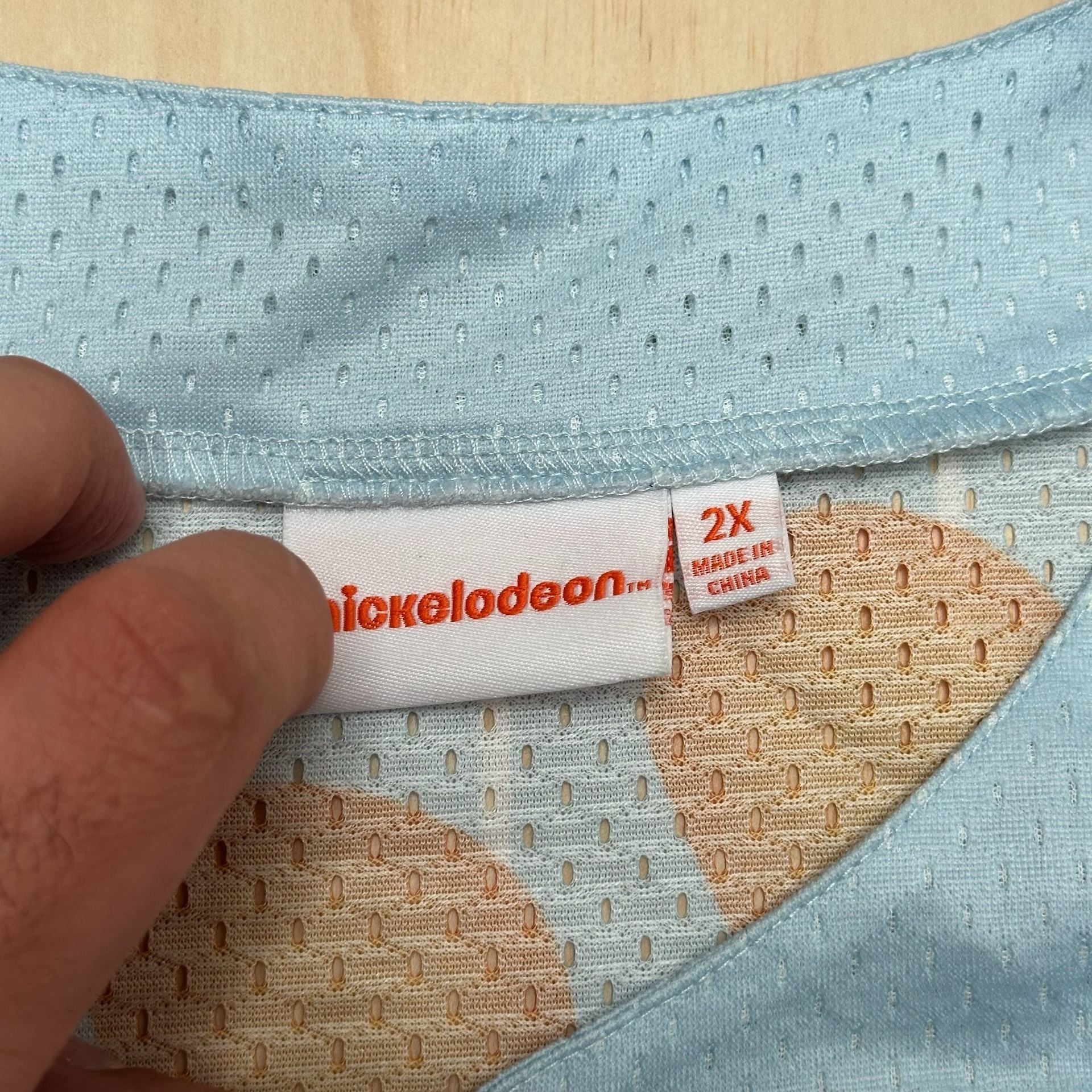 Nickelodeon 90s Baseball Jersey Men 4XL Light Blue Button Front Short Sleeve NEW 4
