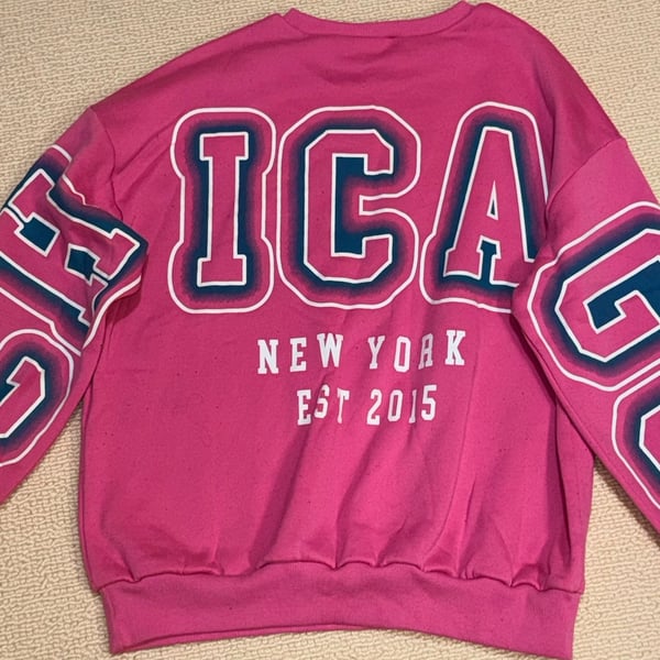 IGA New York Sweatshirt Size L Pink Letterman Style