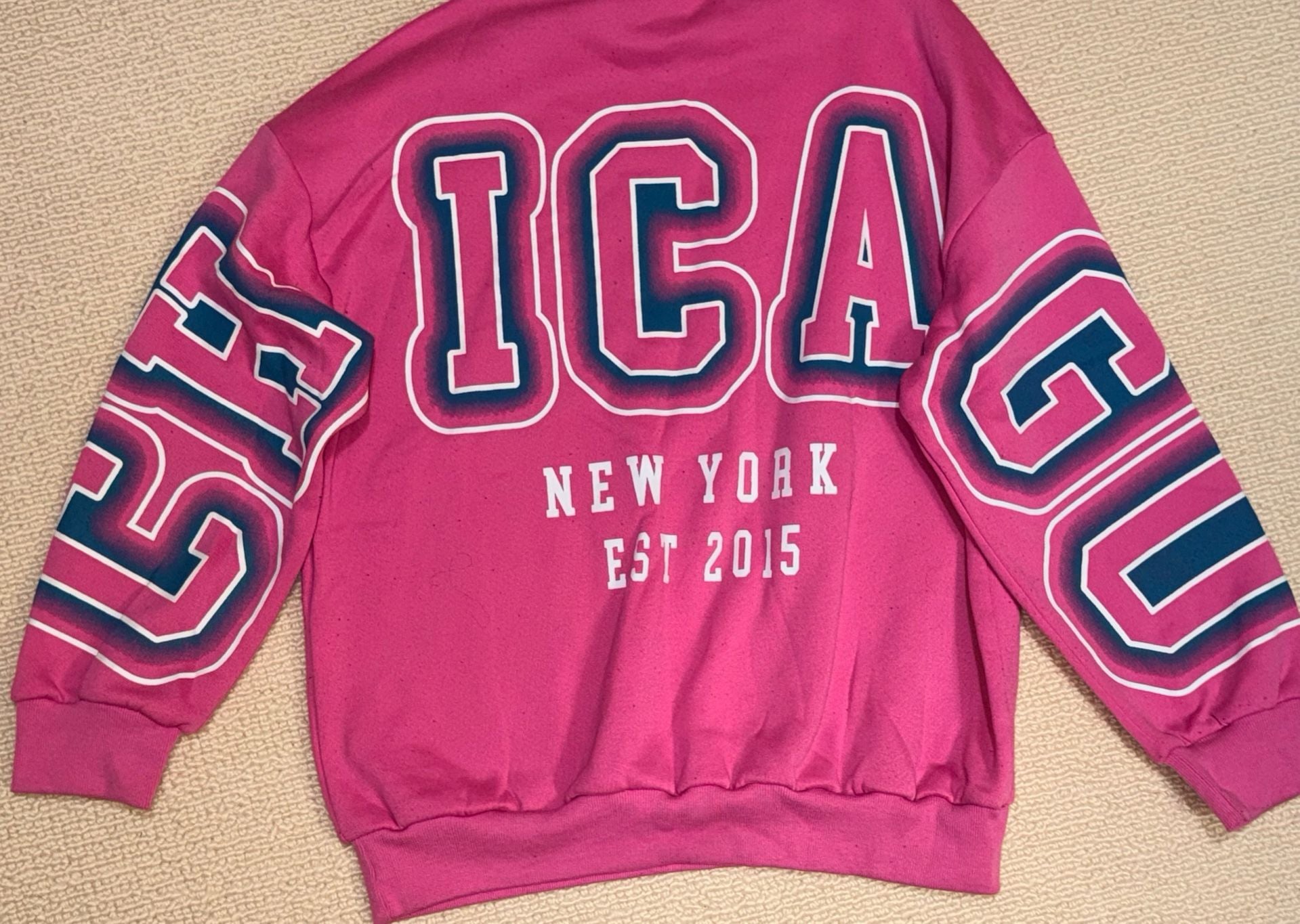 IGA New York Sweatshirt Size L Pink Letterman Style 3