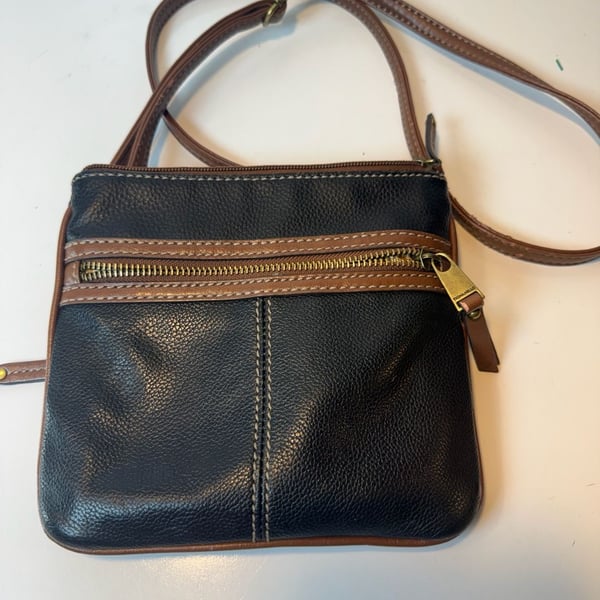 Tignanello Leather Crossbody Bag Black Brown