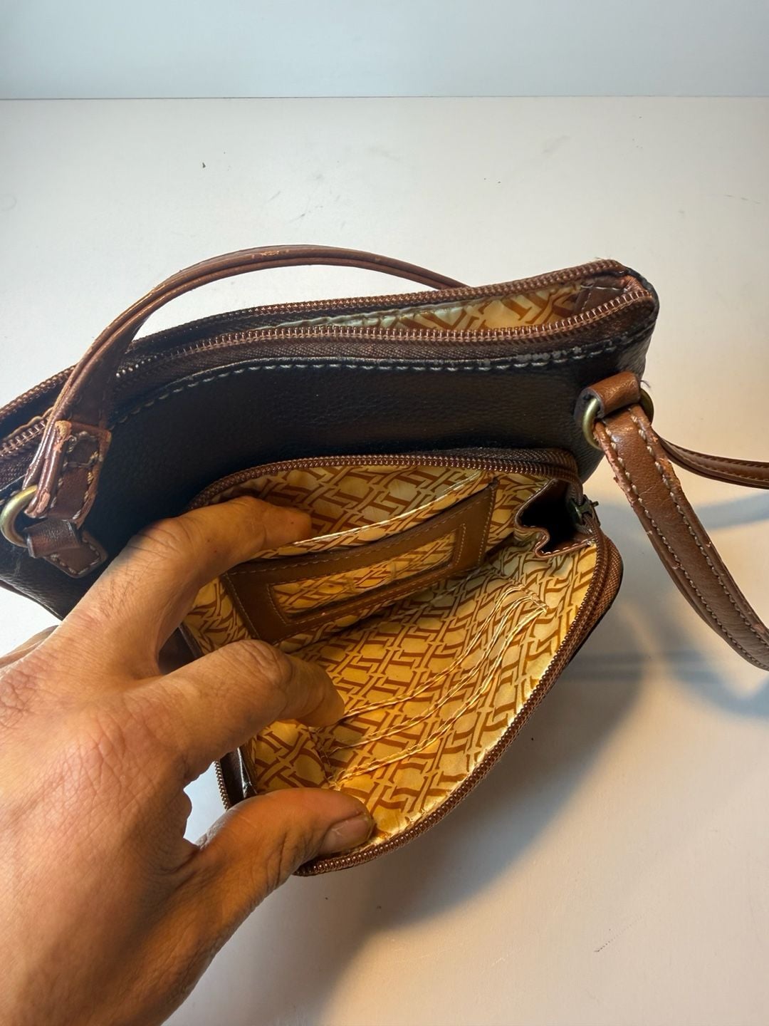 Tignanello Leather Crossbody Bag Black Brown 6
