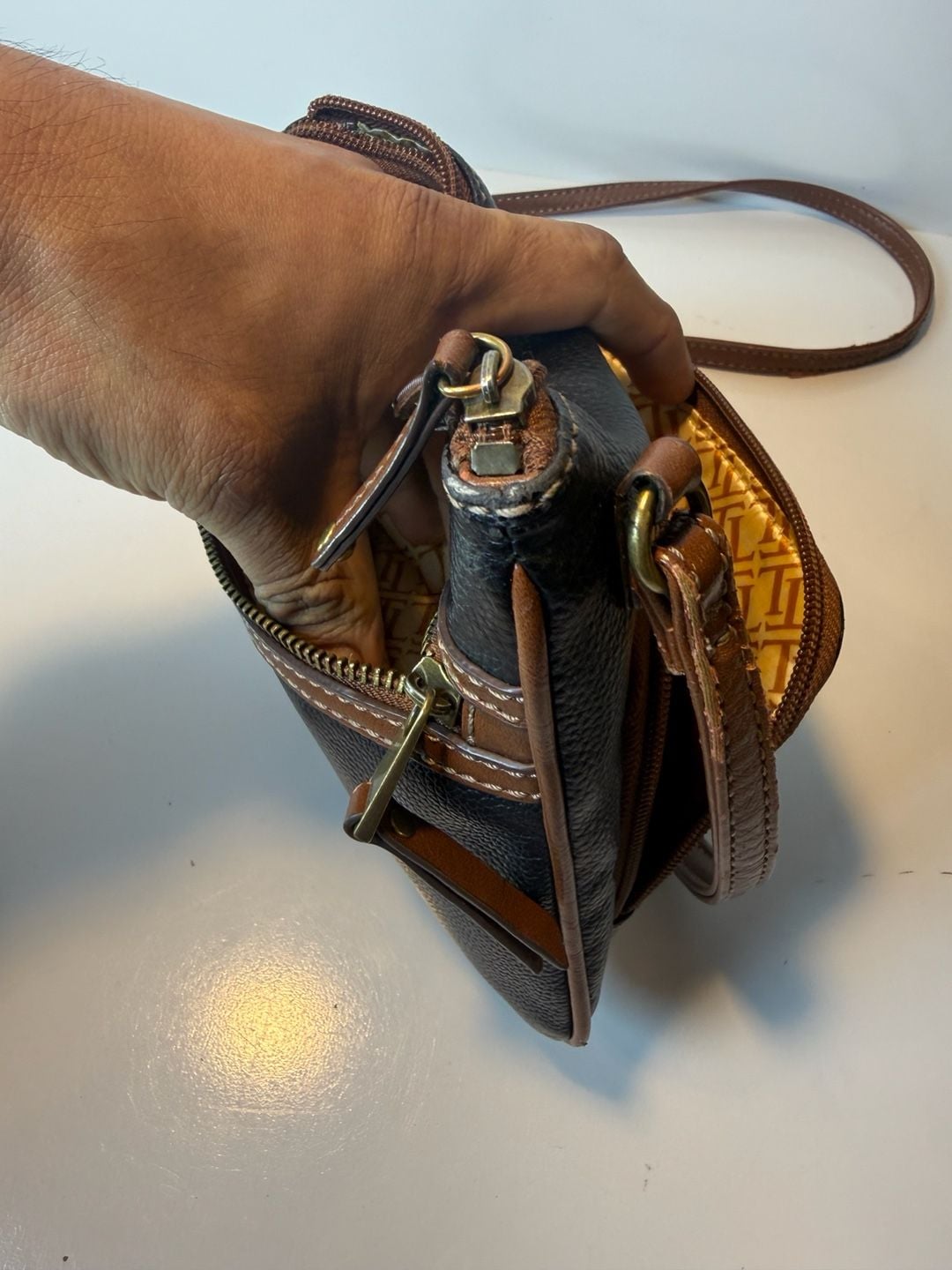 Tignanello Leather Crossbody Bag Black Brown 8