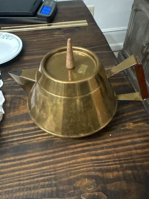 Vintage Brass Teapot with Wooden Handle and Spout Tip 2