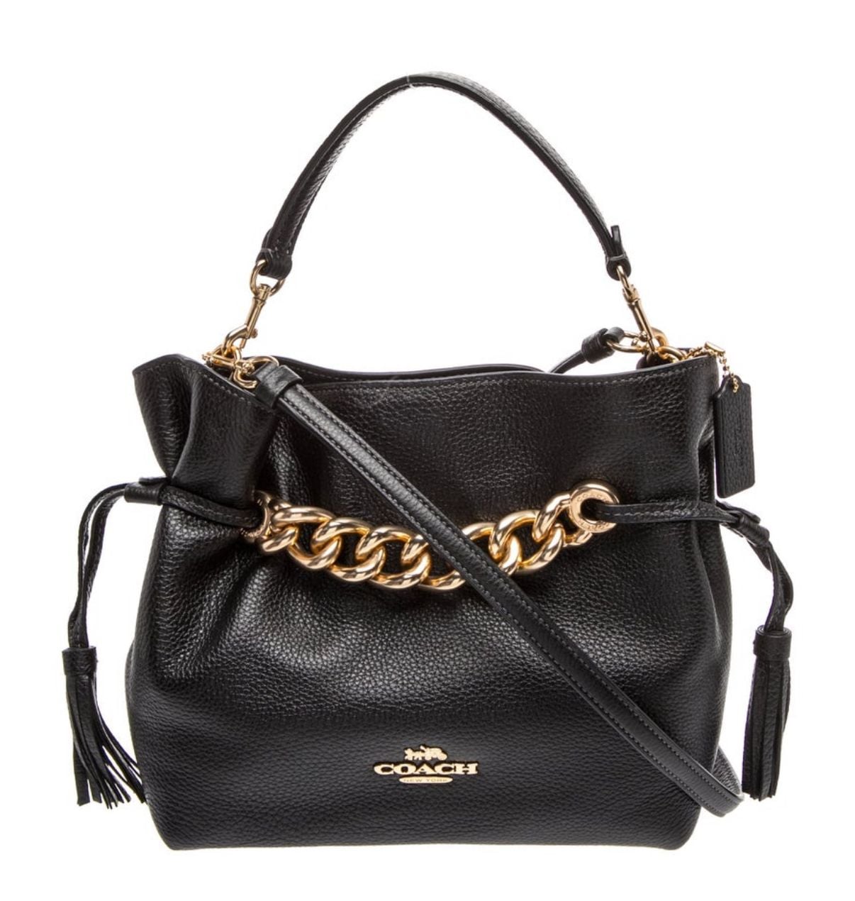 Coach Andy Crossbody Black Pebble Leather Bag with Chain 2