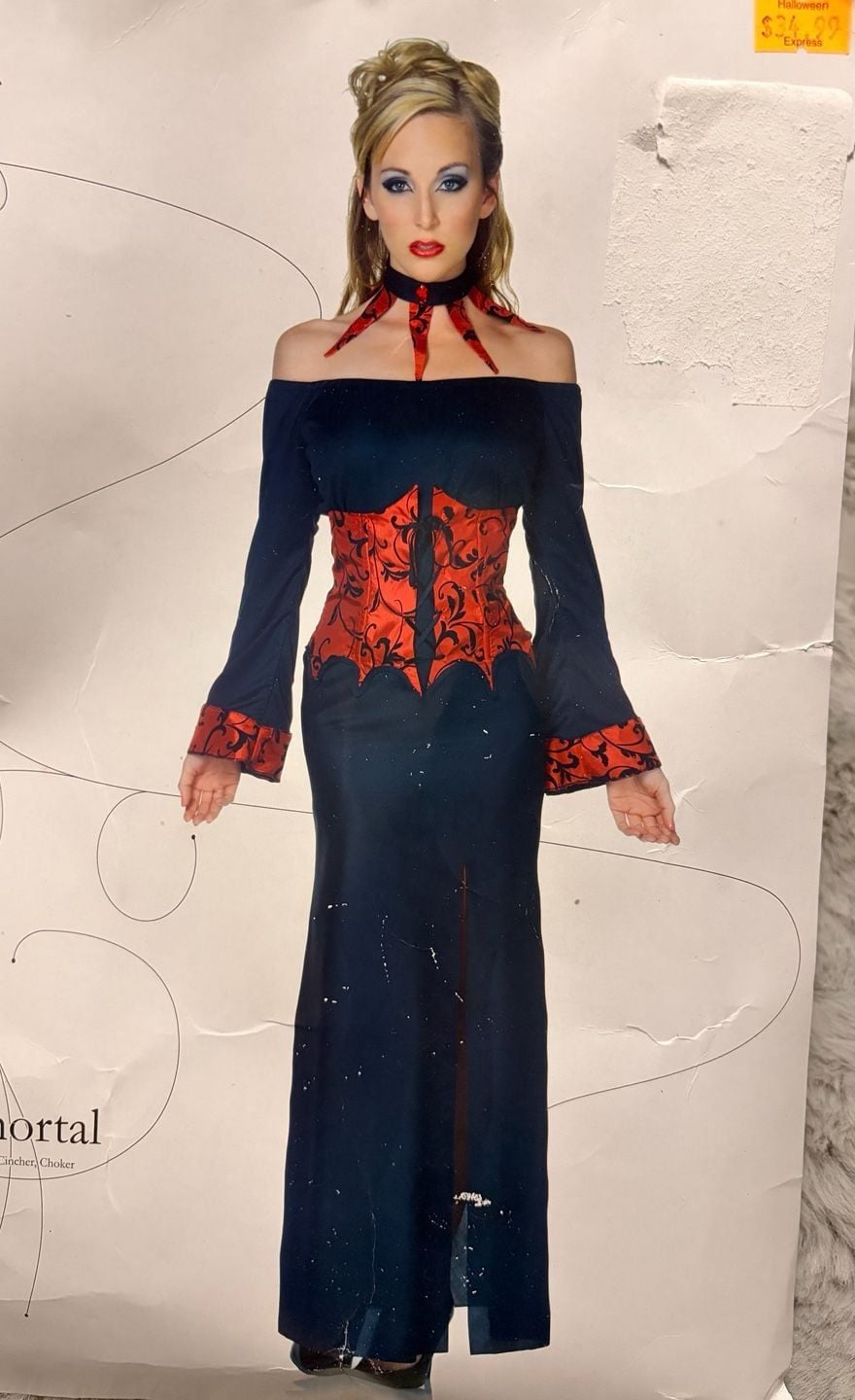 Underwraps Immortal Costume Dress Waist Cincher Choker Size S 1