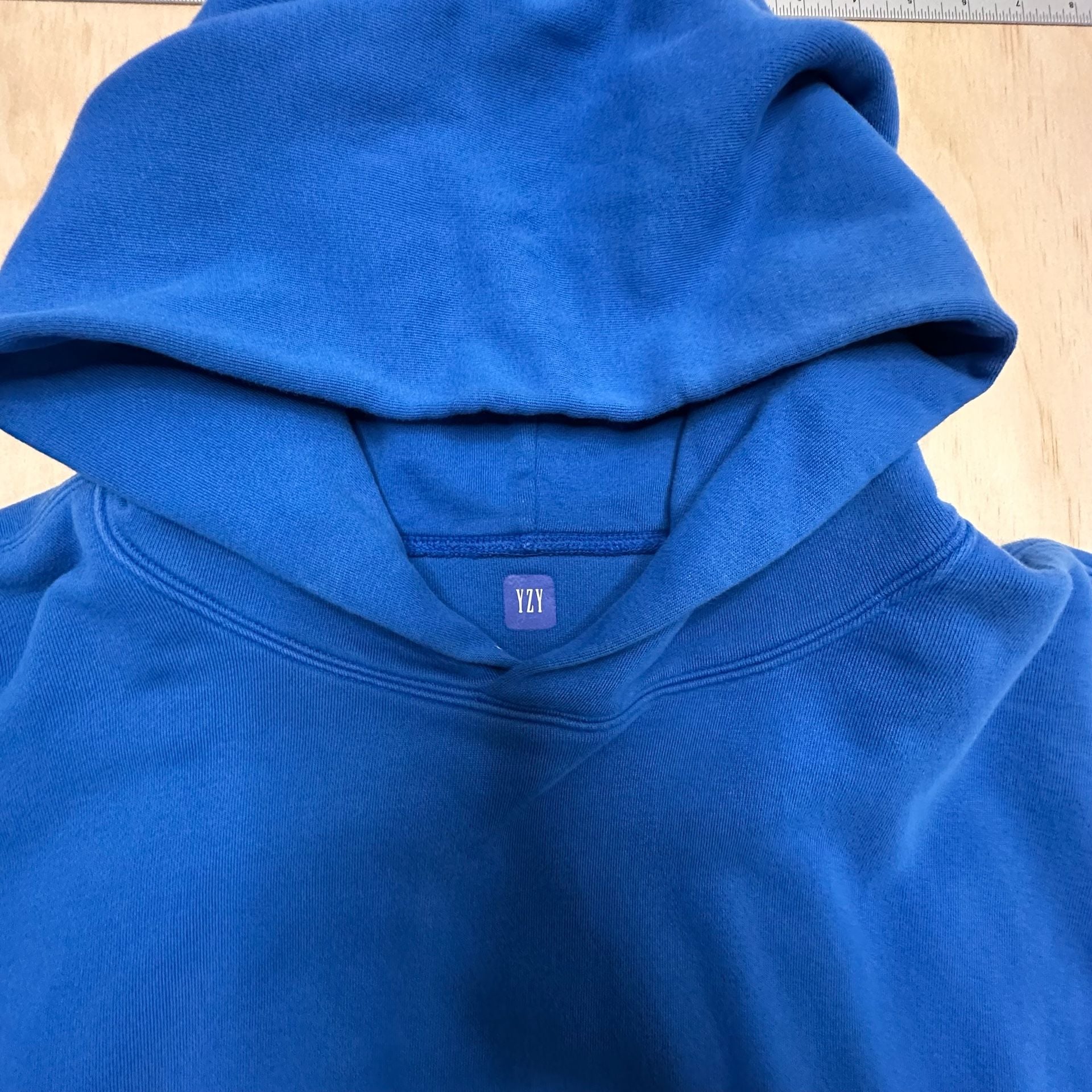 Yeezy Gap Perfect Hoodie Blue Cotton Pullover Sweatshirt size XL 3