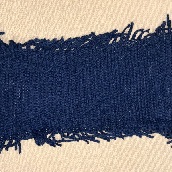 Handmade Crochet Scarf Navy Blue Fringe