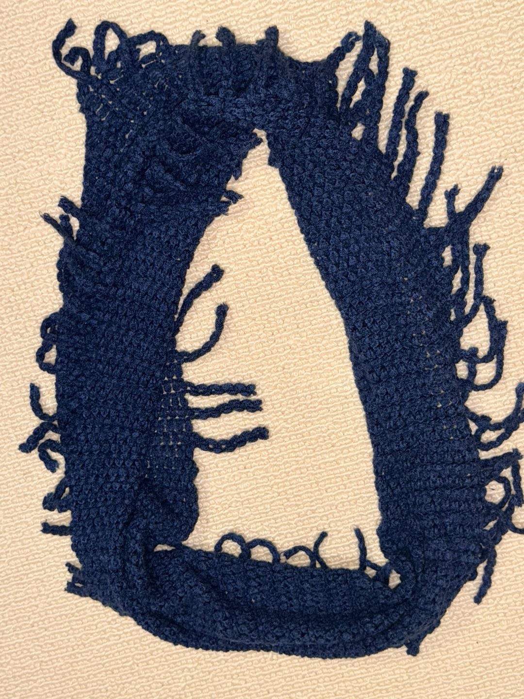 Handmade Crochet Scarf Navy Blue Fringe 2