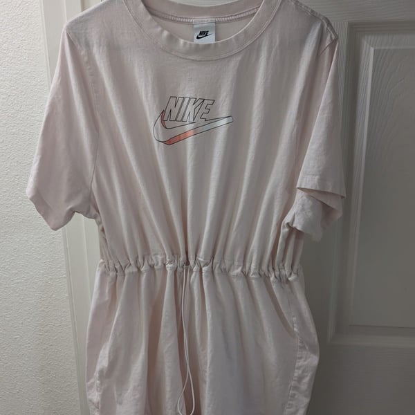 Nike Sportswear Icon Clash Dress Size 1X Pink Drawstring Tunic
