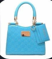 Bebe Dana Monogram Top Handle Bag Blue Patent 2