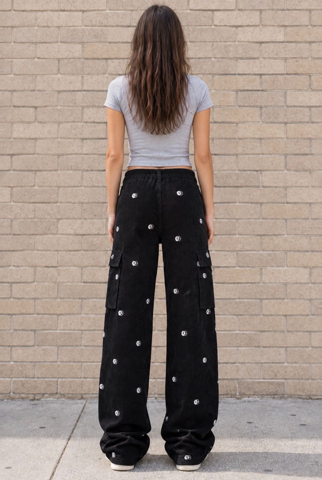 PacSun Smiley Corduroy Low Rise Puddle Cargo Pants RN# 090233. 4