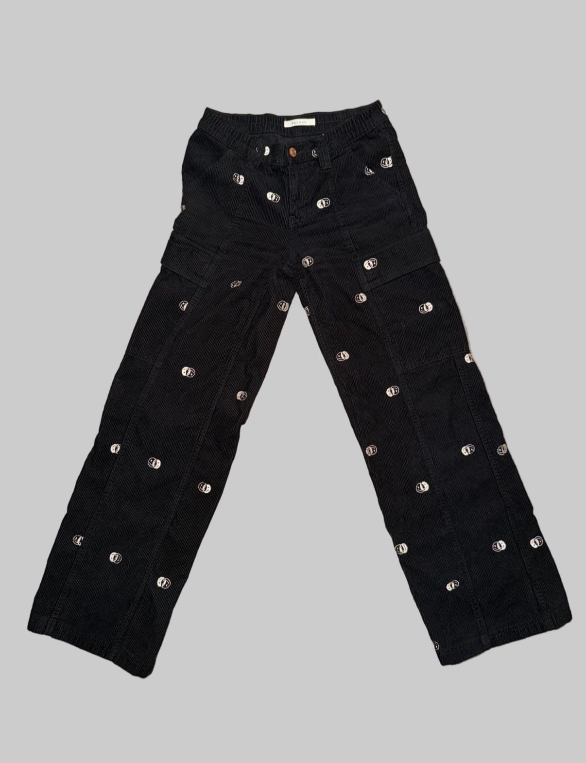 PacSun Smiley Corduroy Low Rise Puddle Cargo Pants RN# 090233. 5