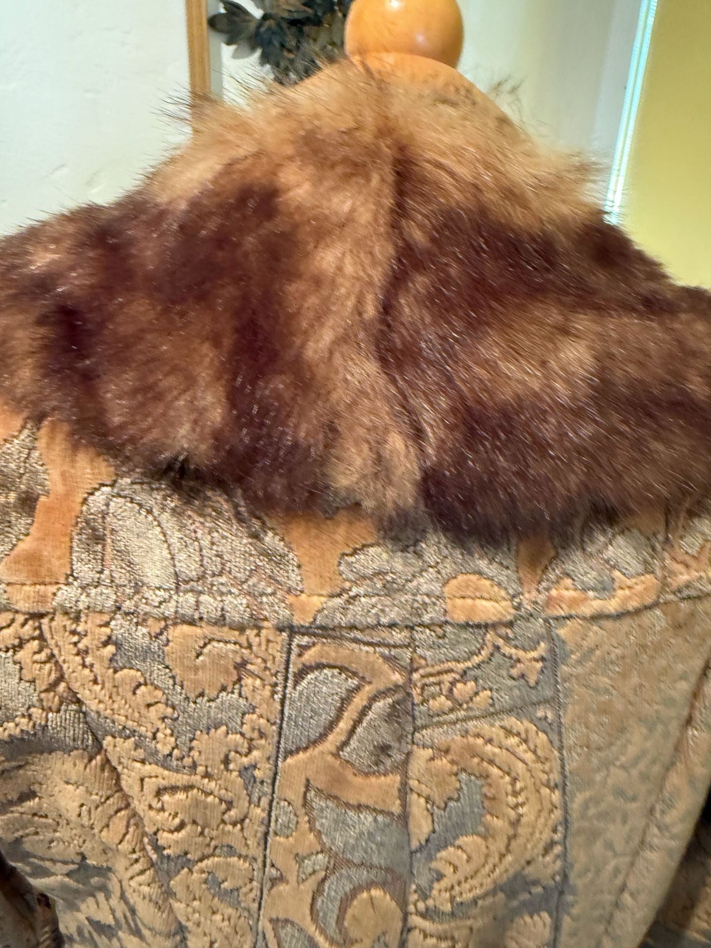 Penny Lane Vintage Faux Fur Coat with Jacquard Pattern and Fur Trim  Sz M Y2K Fairycore  13