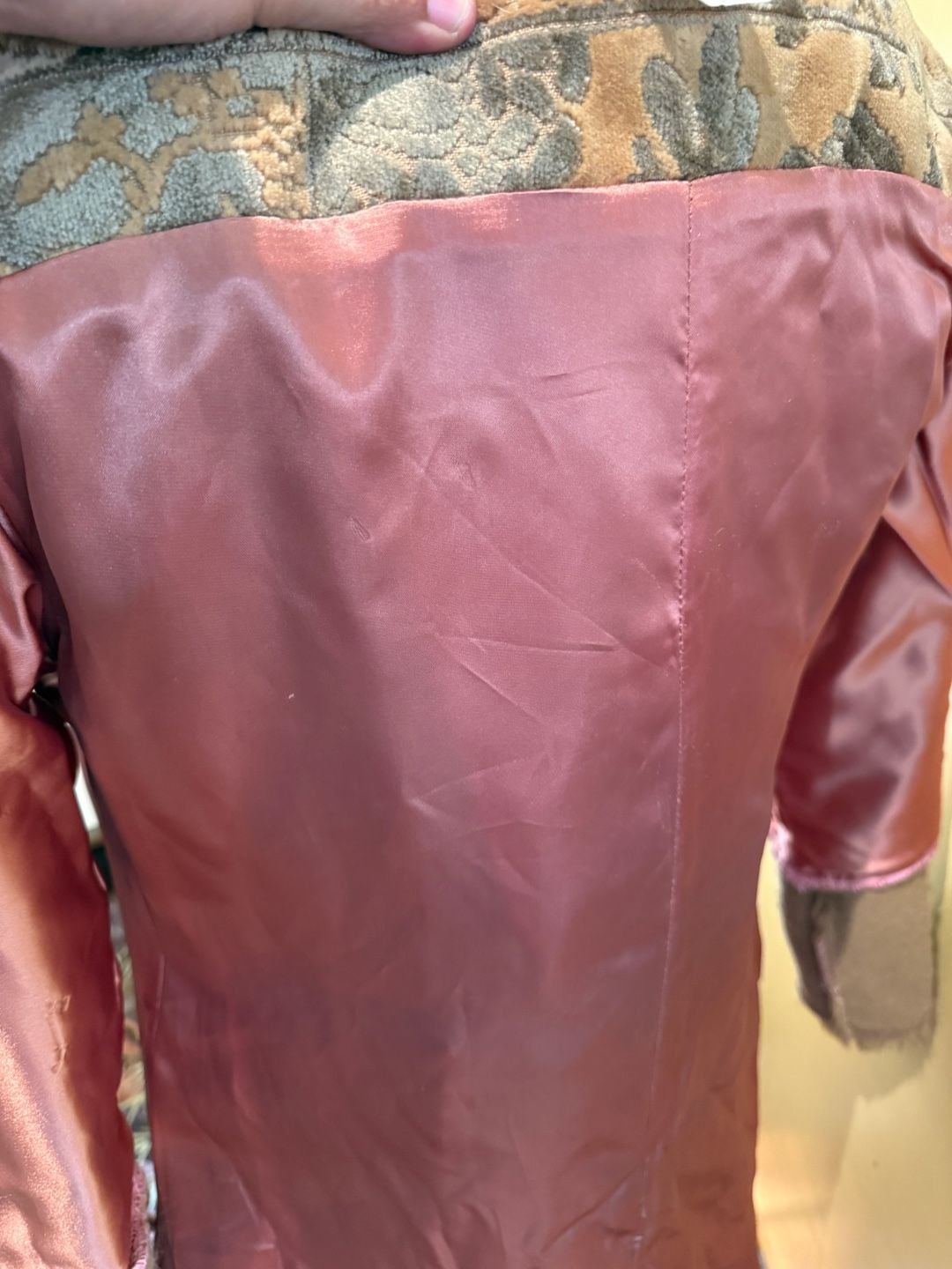 Penny Lane Vintage Faux Fur Coat with Jacquard Pattern and Fur Trim  Sz M Y2K Fairycore  17