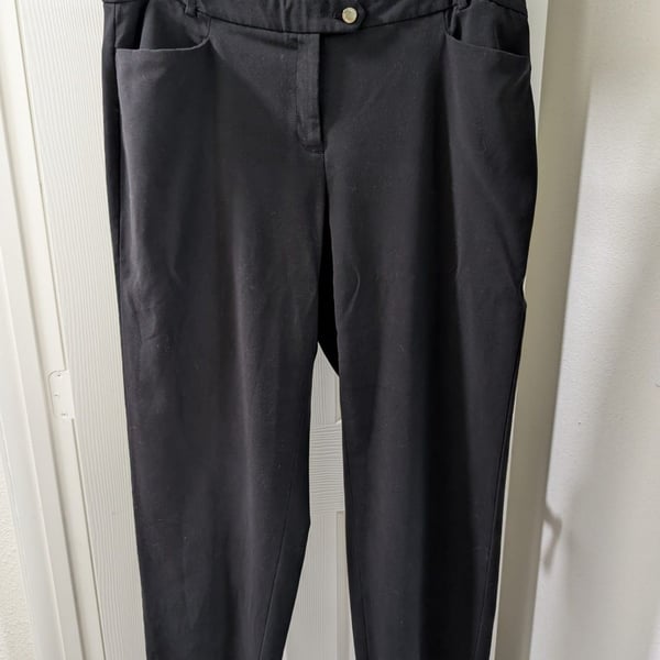 Calvin Klein Dress Pants Size 14W Black Work Office Trousers