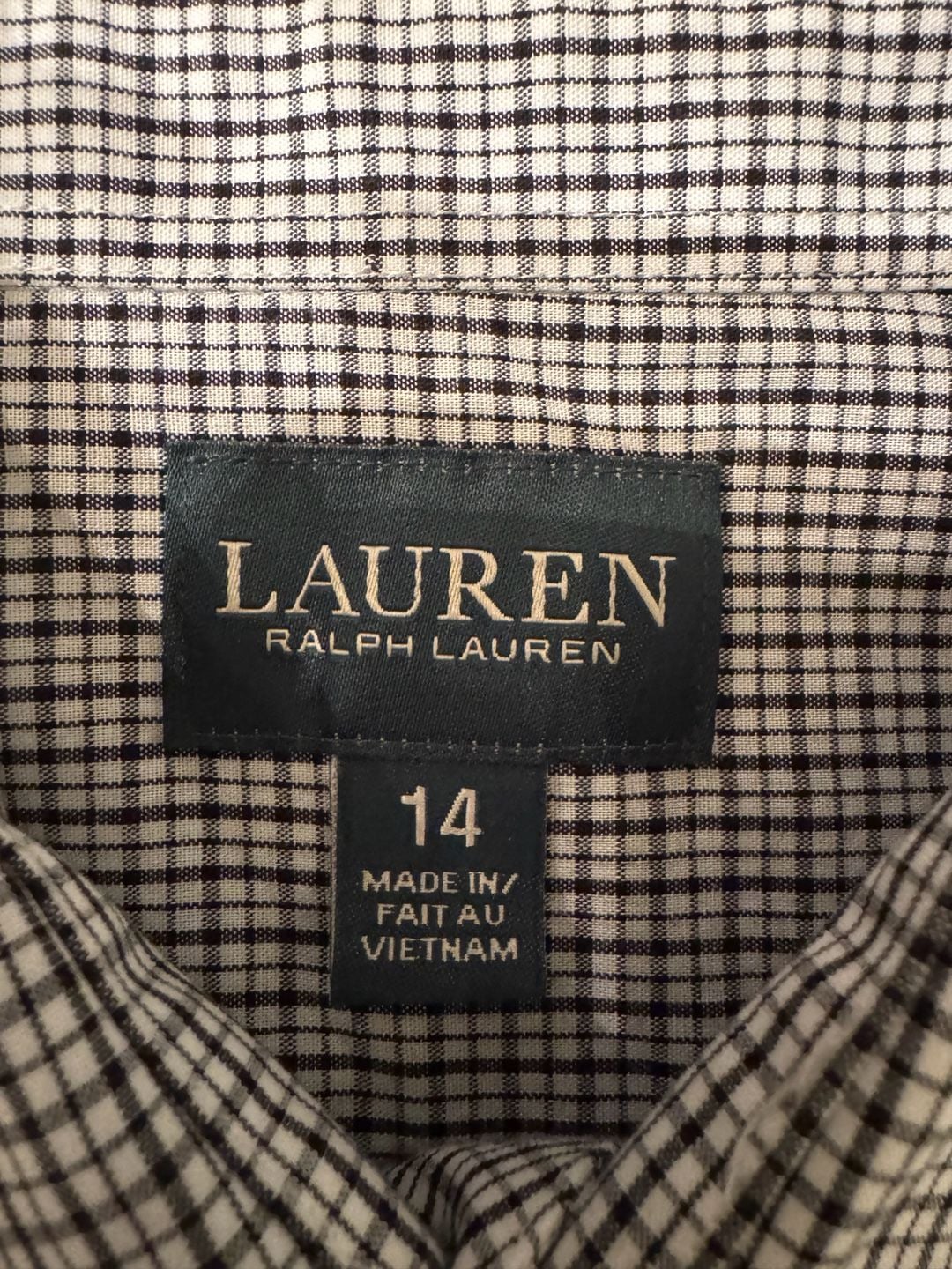 Ralph Lauren Boys Size 14 Black White Gingham Checkered Button Up Shirt h1571 4
